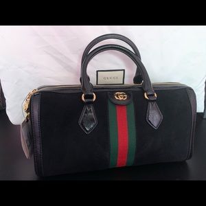GUCCI Black Ophidia Medium Top Handle Bag